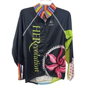 Zoca HERevolution Women's Cycling Top Size M High Performance Floral Stripe Zip
